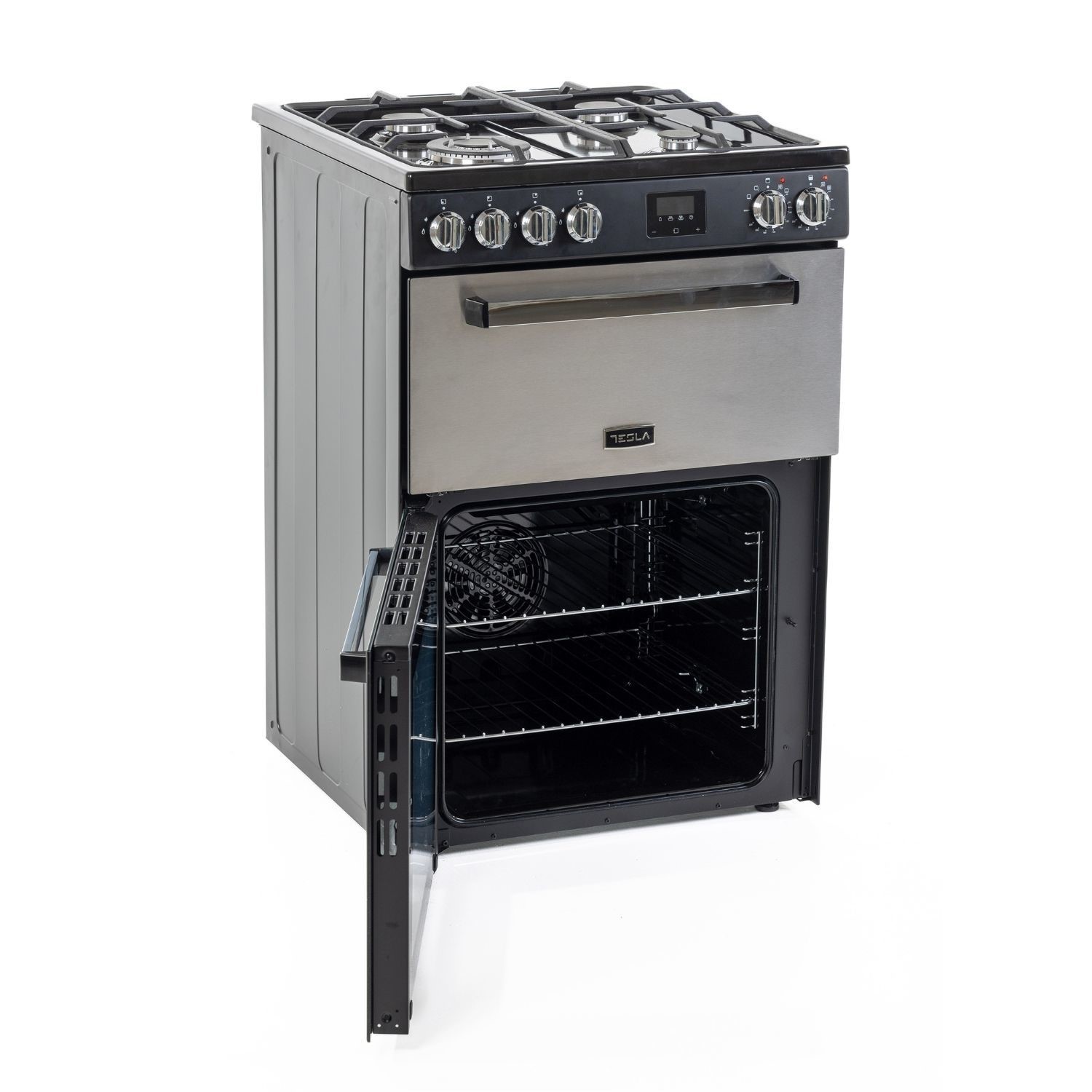Tesla TMRDF60SS 60cm Double Cavity Dual Fuel Mini Stainless Steel Range Cooker - image 3