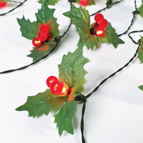 The Christmas Workshop 60 LED Holly Sprig and Berries String Light - image 2
