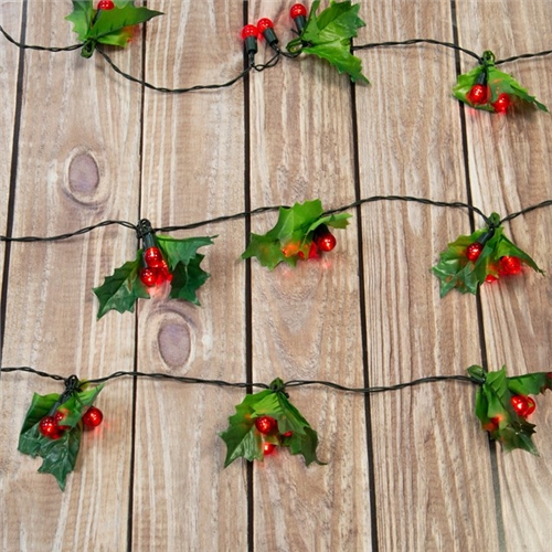 The Christmas Workshop 60 LED Holly Sprig and Berries String Light - image 5
