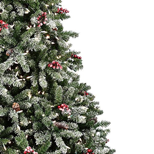 The Christmas Workshop 7ft 200 Warm White LED Frosted Berry Artificial Xmas Tree with Metal Stand - image 2
