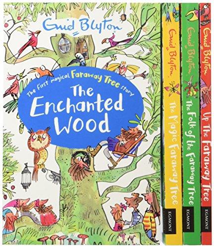 A colorful book collection titled "The Complete Magic Faraway Tree 4 Collection" by Enid Blyton, featuring whimsical illustrations of trees and animals on the covers.