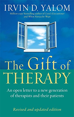 Book cover featuring a blue sky and open window, with the title "The Gift of Therapy" in large green letters, and the author's name, Irvin D. Yalom, at the top.