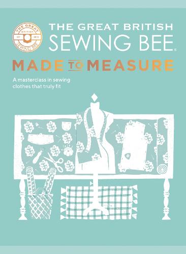 Cover features a light teal background with white illustrations of a dress form, sewing tools, and floral patterns, along with the title in bold lettering.