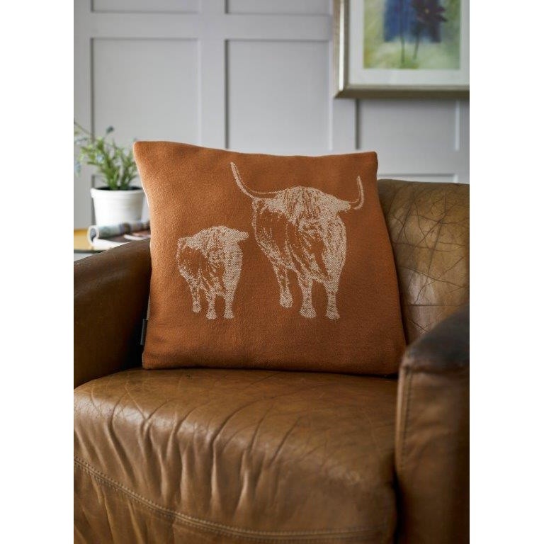 The Lyndon Company Cow and Calf Copper Acrylic Cushion 45 x 45cm - image 3
