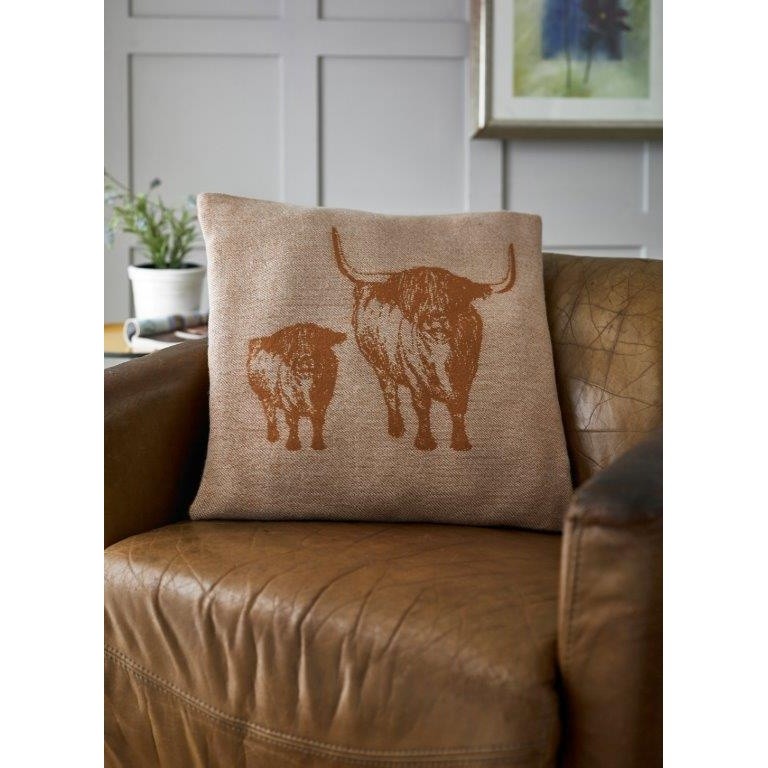 The Lyndon Company Cow and Calf Copper Acrylic Cushion 45 x 45cm - image 4