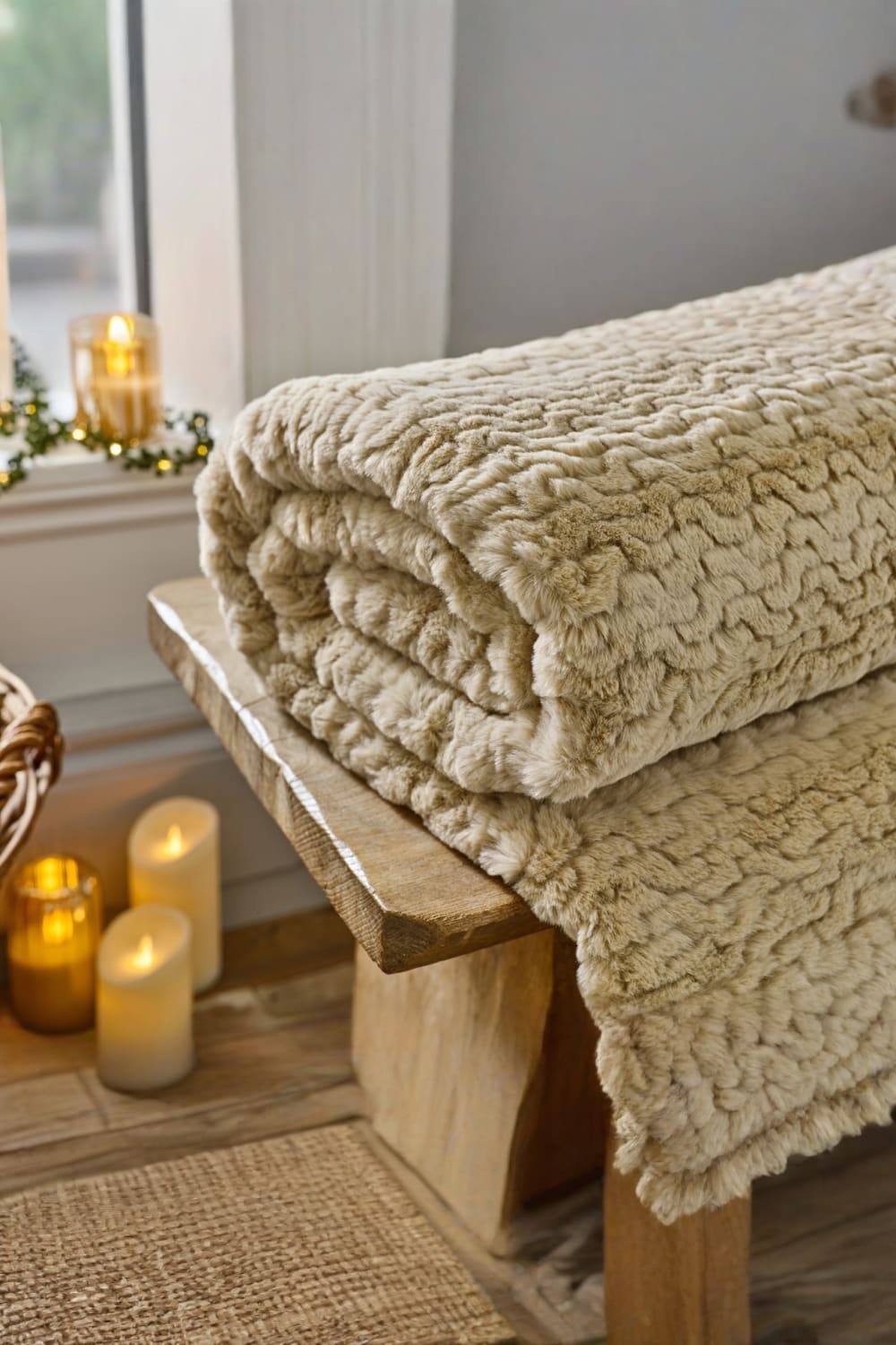 TLC Ashridge Faux Fur Almond Throw 130 x 170cm - image 2