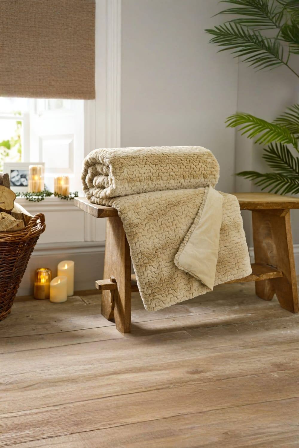 TLC Ashridge Faux Fur Almond Throw 130 x 170cm - image 3