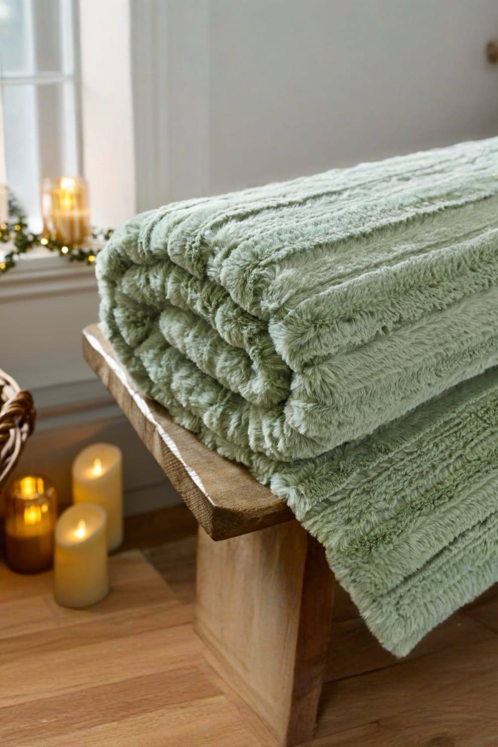 TLC Chatsworth Faux Fur Green Throw 130 x 170cm - image 2