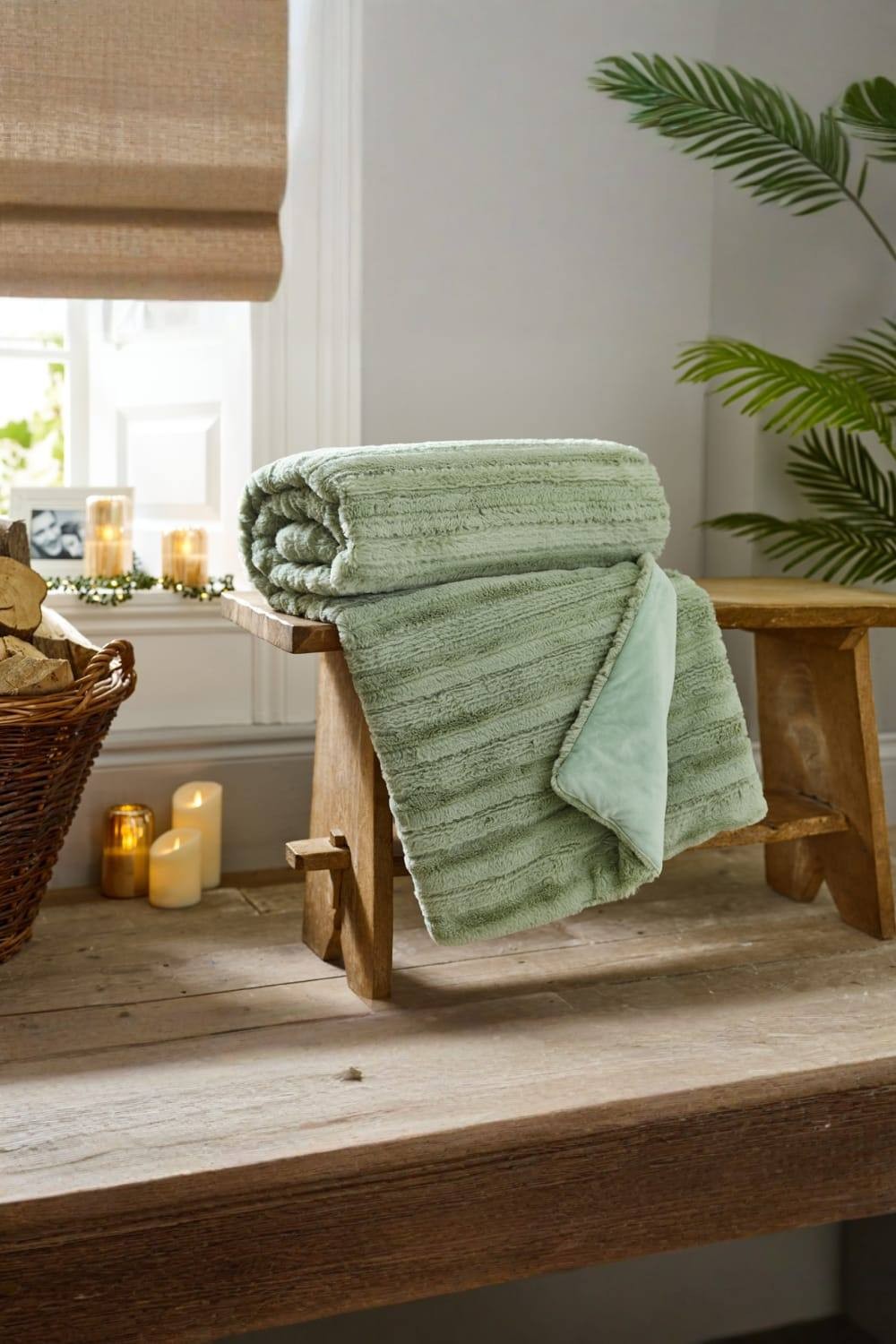 TLC Chatsworth Faux Fur Green Throw 130 x 170cm - image 3