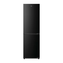 Sleek black Hoover H-Combi 300 fridge freezer with a total capacity of 306L, featuring a modern design and bottom-mounted freezer compartment.