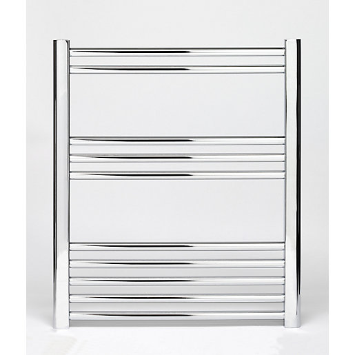 Straight chrome towel rail measuring 700mm x 600mm, featuring a sleek design with multiple horizontal bars for hanging towels.