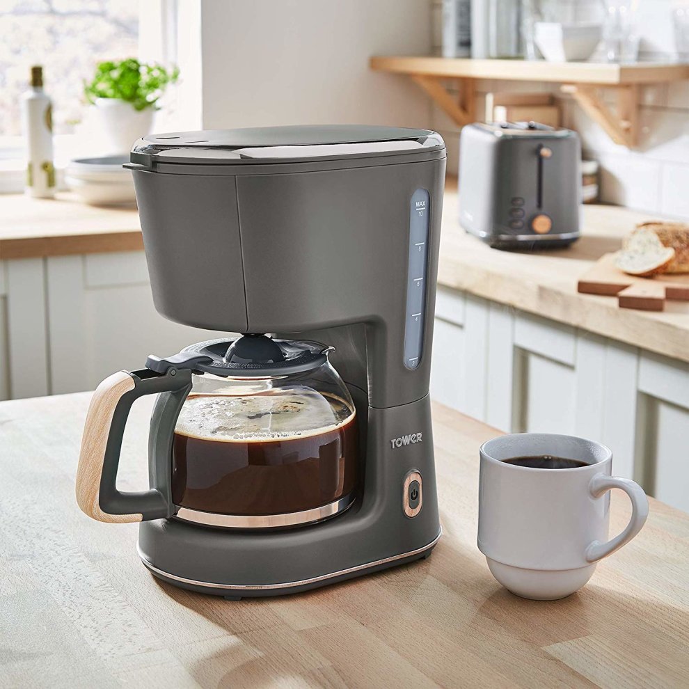 Tower Scandi 1.25 Litre 900W Coffee Maker Grey - image 2