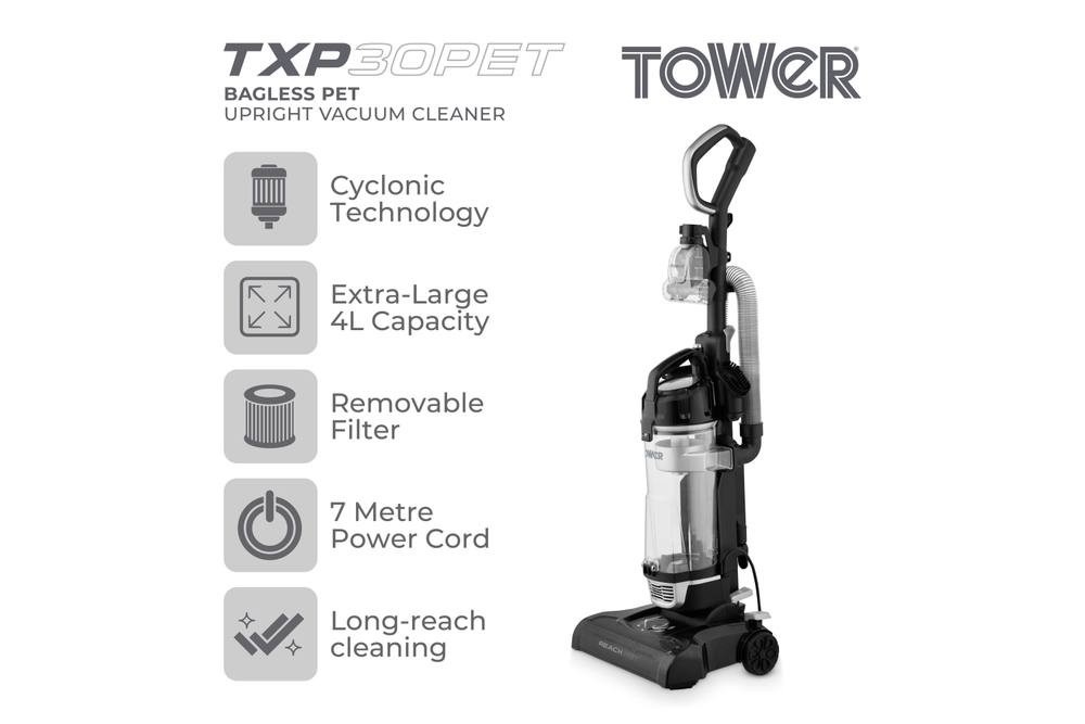 Tower TXP30 Bagless Upright Vacuum Cleaner Silver - image 2