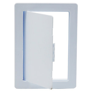 White plastic picture frame access panel with a hinged door, measuring 150mm x 225mm, displayed against a plain background, sold in a pack of 10.
