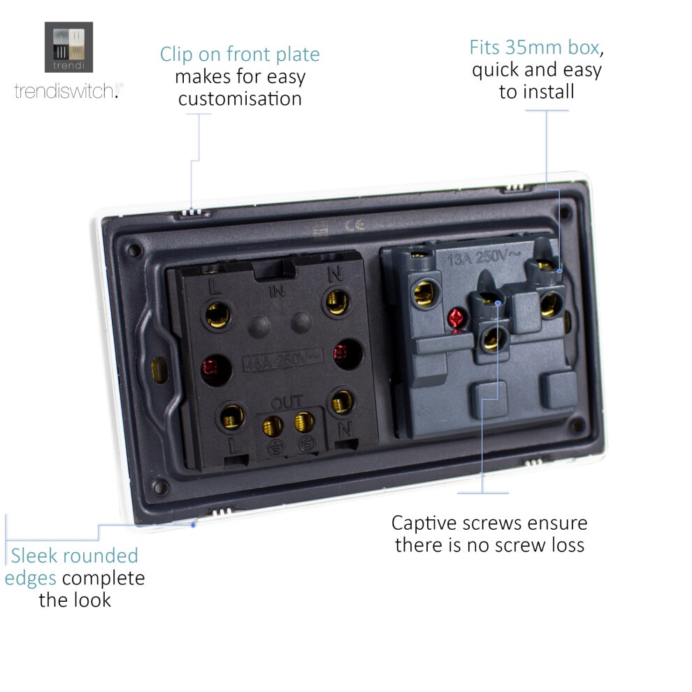 Trendi Switch 45amp and 13amp Copper Cooker Switch and Plug Socket with Neon - image 3