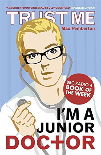 Cover features a cartoon-style illustration of a blonde male doctor with glasses holding a stethoscope, against a light blue background, with bold red and black text.