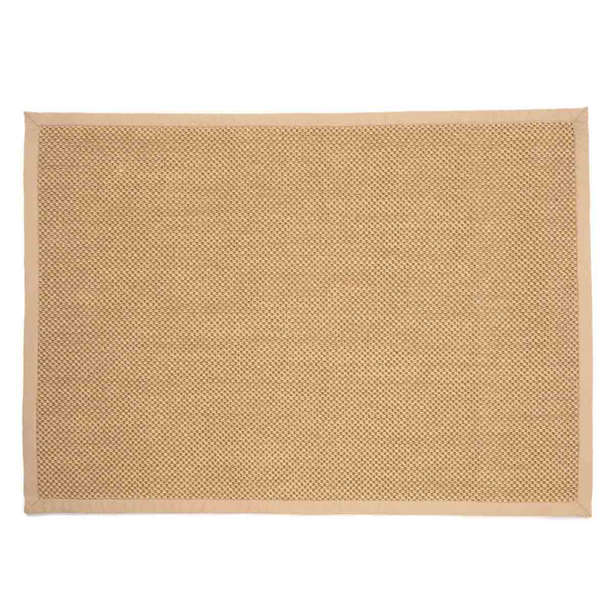 Beige sisal jute runner measuring 60x230cm, featuring a textured pattern and a soft pink border, ideal for adding warmth to any space.