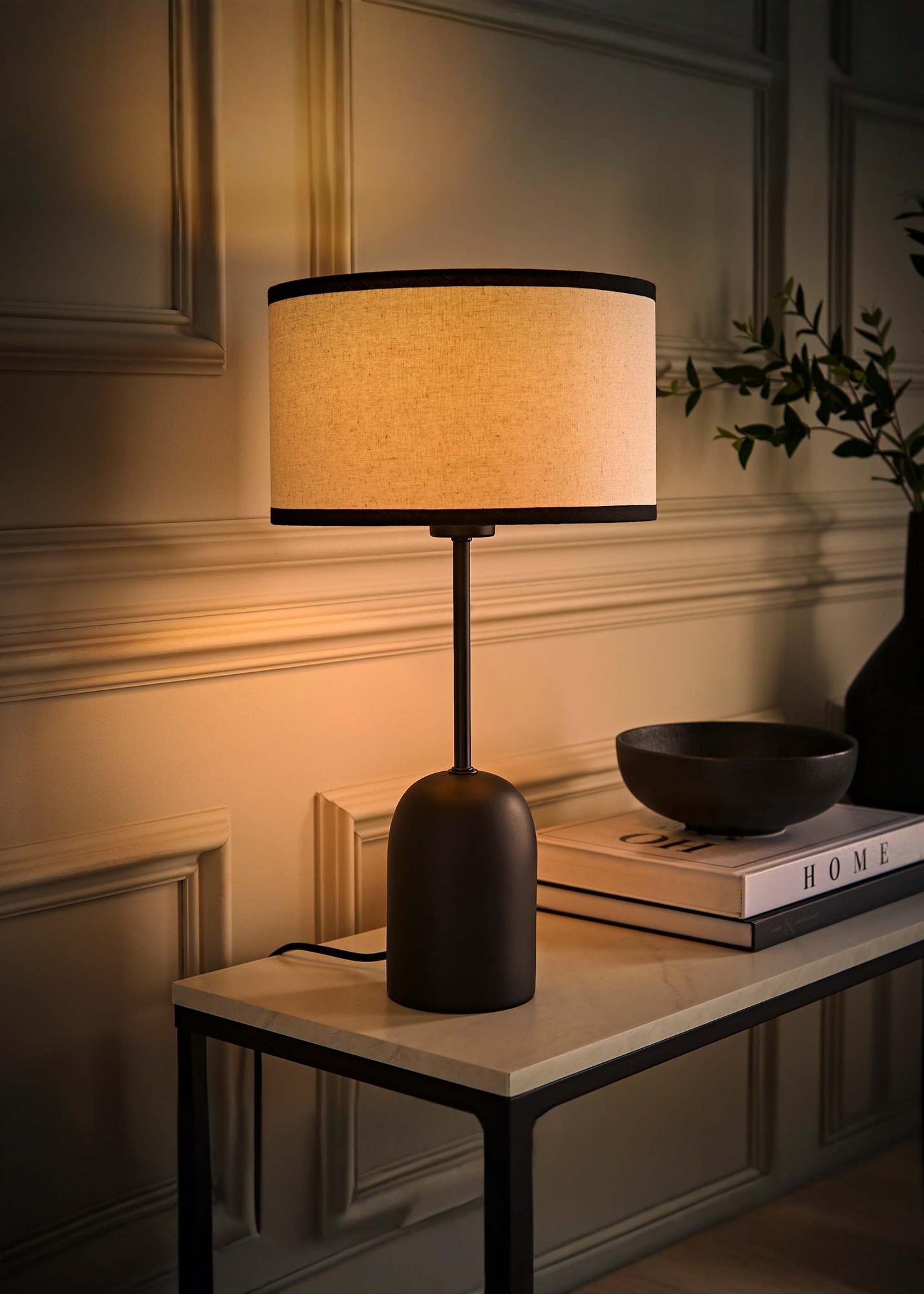 Value lights Kaiden Dome Table Lamp with Black Trim Linen Shade - image 3