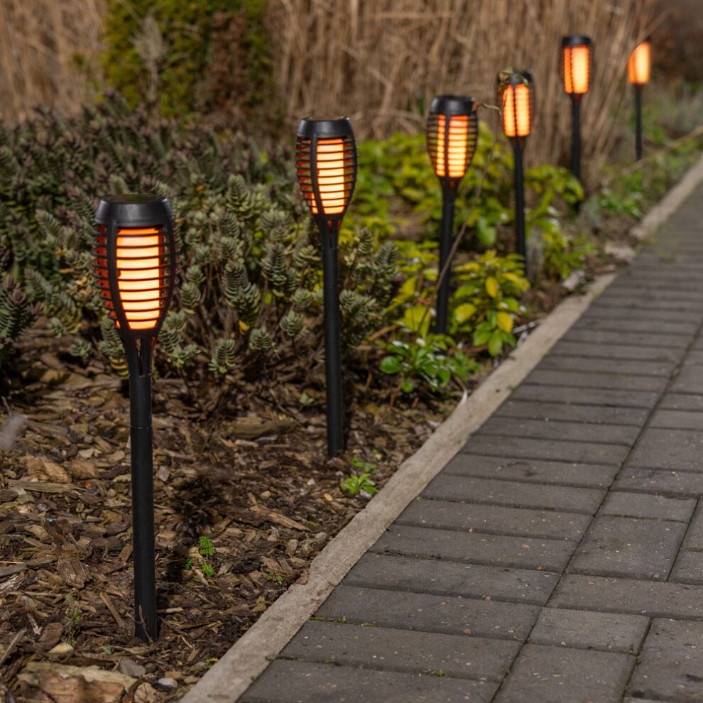 ValueLight Set of 6 Flame Effect Black Outdoor Solar Spike Light - image 2