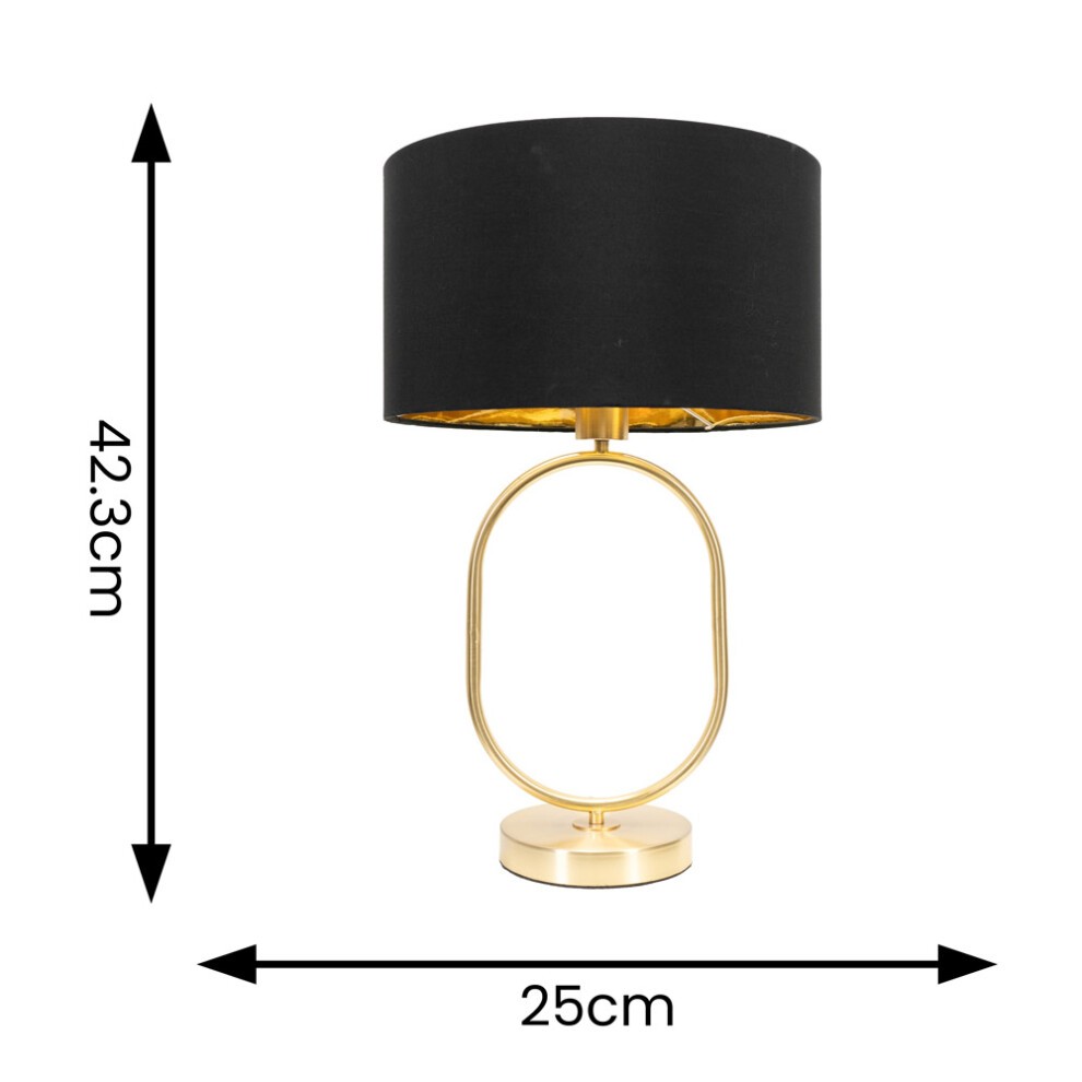 ValueLights Antonia Black and Gold Inner Drum Shade Brushed Gold Oval Table Lamp - image 3