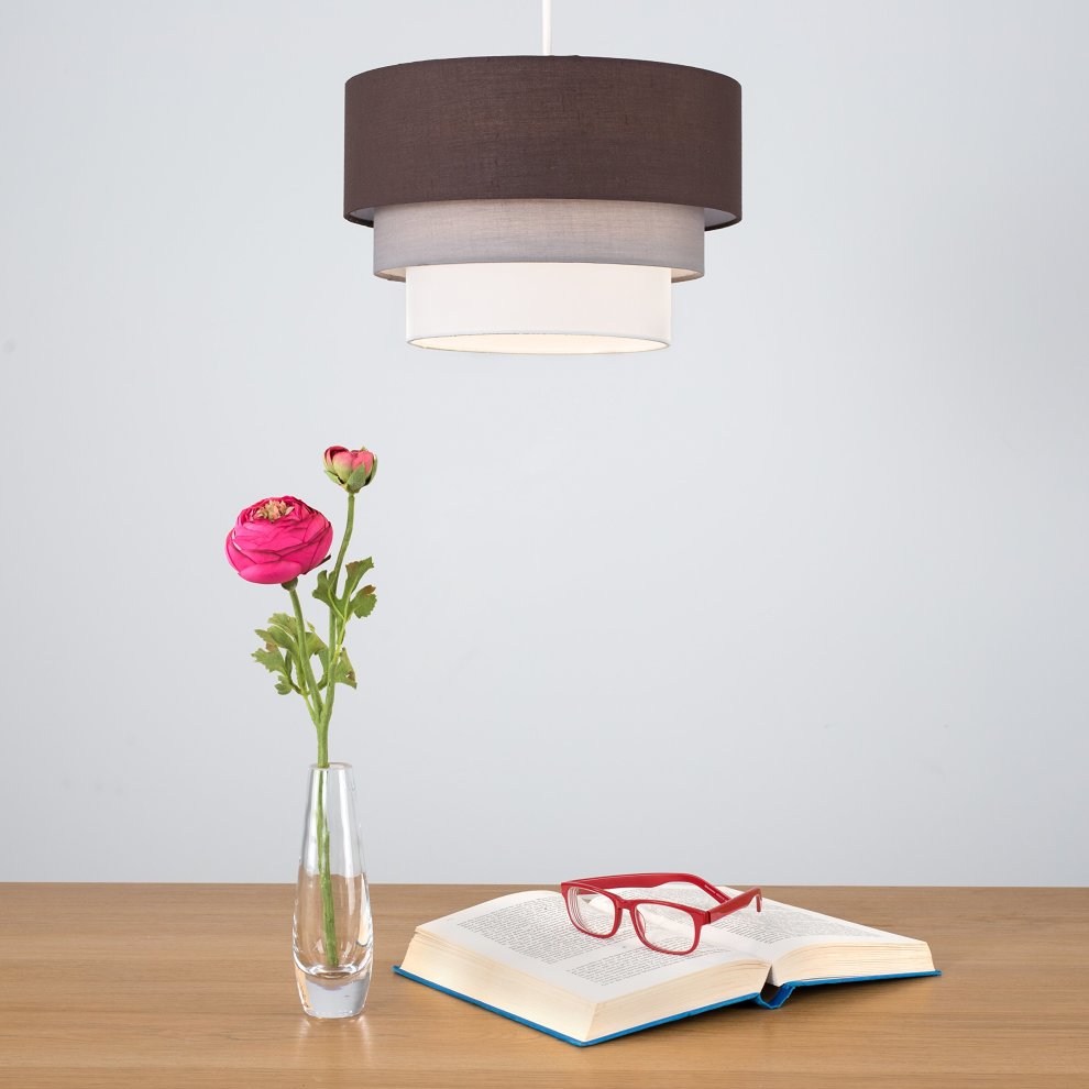 ValueLights Aztec Brown Fabric 3 Tier Ceiling Light Shade - image 3