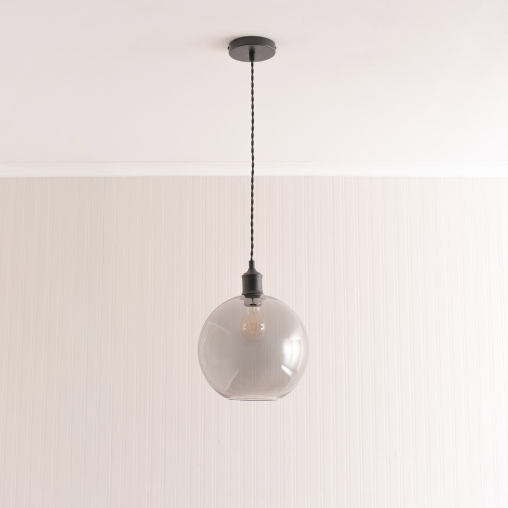 ValueLights Bellamy Smoked Glass and Matte Black Ceiling Pendant Light - image 2