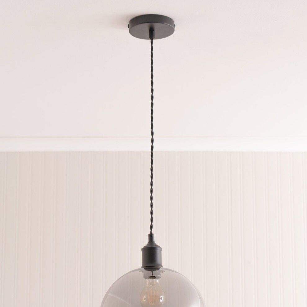 ValueLights Bellamy Smoked Glass and Matte Black Ceiling Pendant Light - image 3