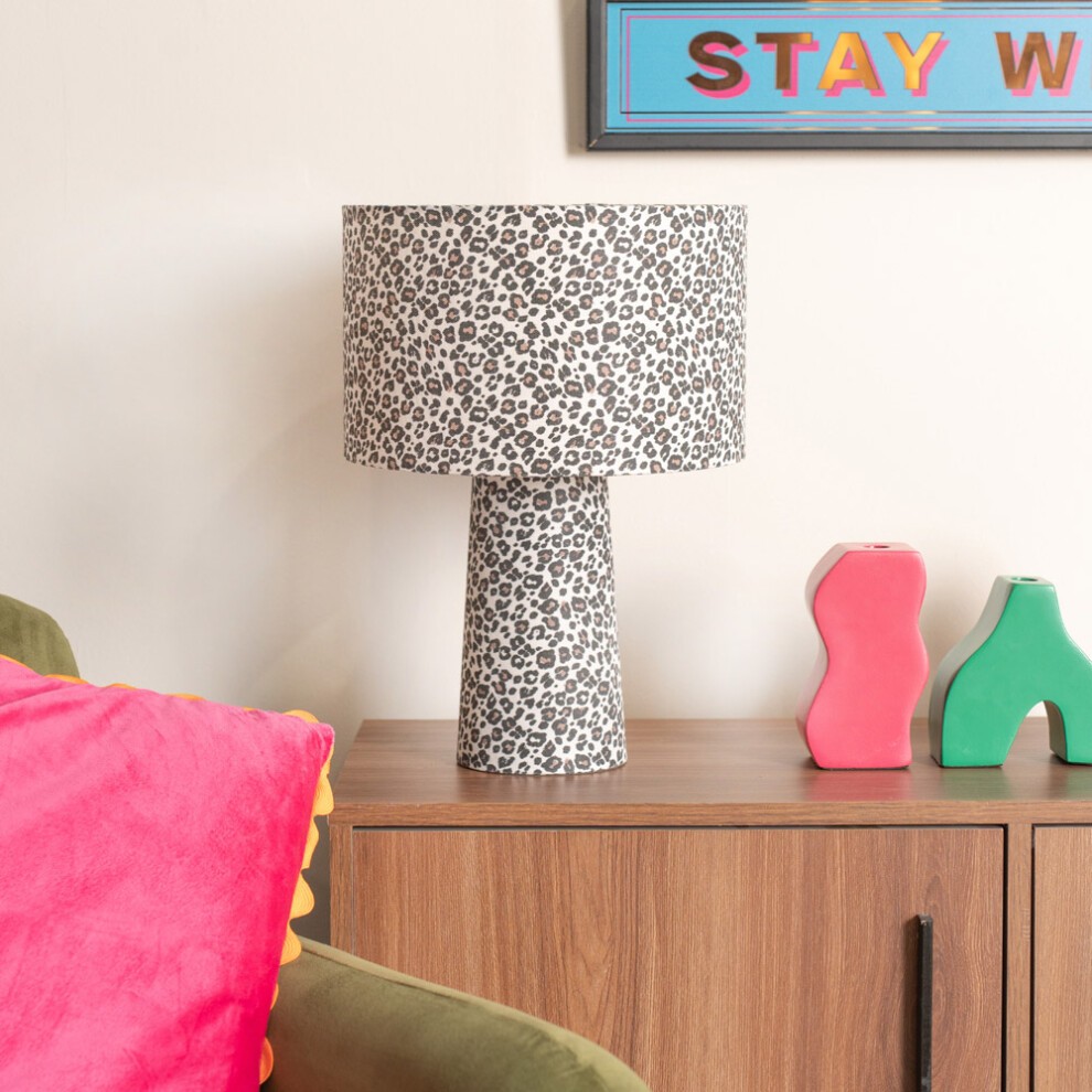 ValueLights Bertie Leopard Print Fabric LED Table Lamp - image 2