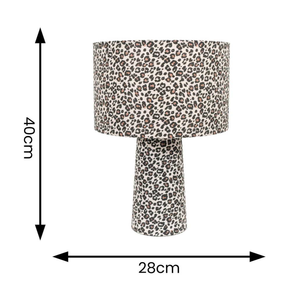 ValueLights Bertie Leopard Print Fabric LED Table Lamp - image 3