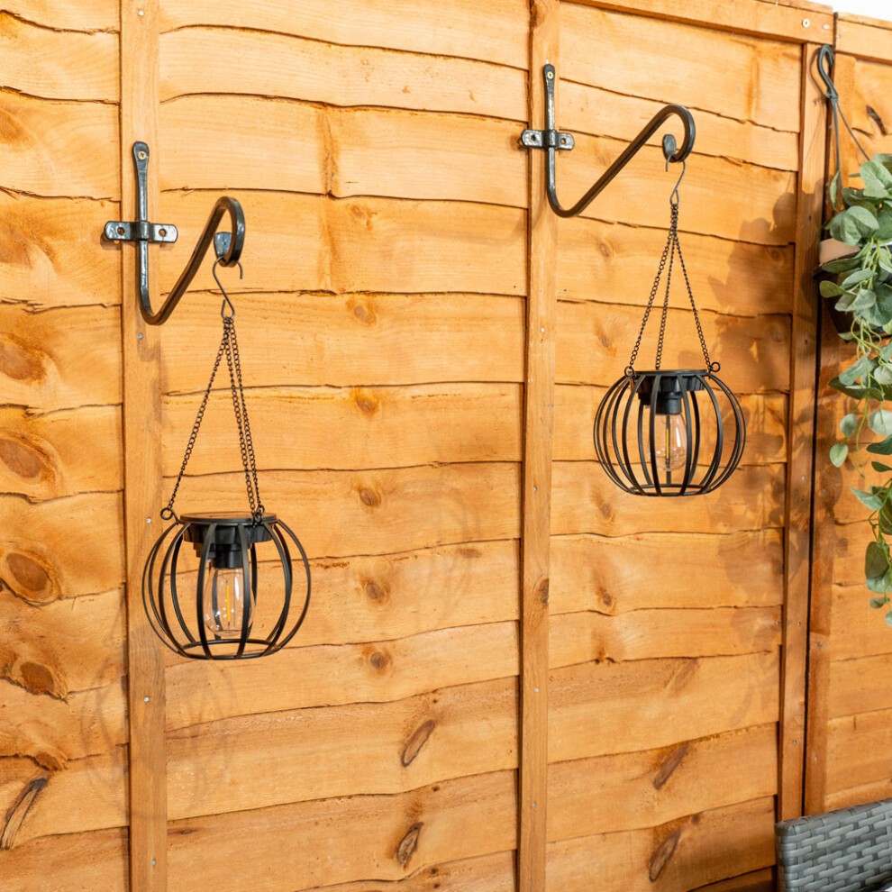 ValueLights Black Metal Ball Solar Powered Garden Lantern 2 Pack - image 2