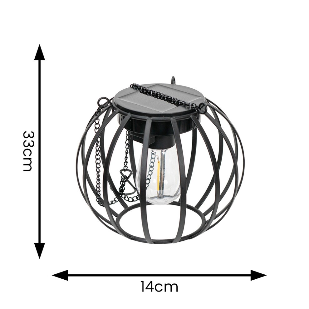 ValueLights Black Metal Ball Solar Powered Garden Lantern 2 Pack - image 4