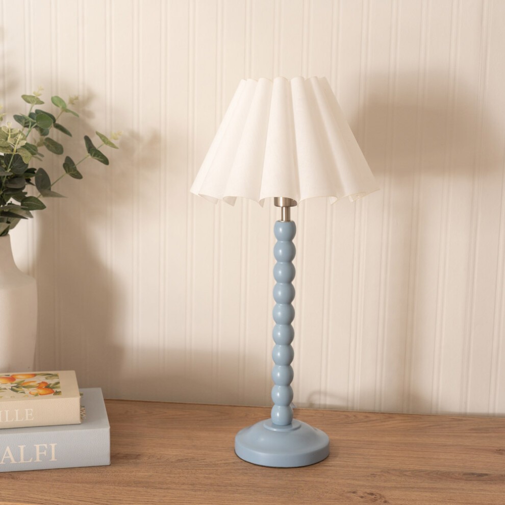 ValueLights Bobbins White Scallop Tapered Shade Powder Blue LED Table Lamp - image 2