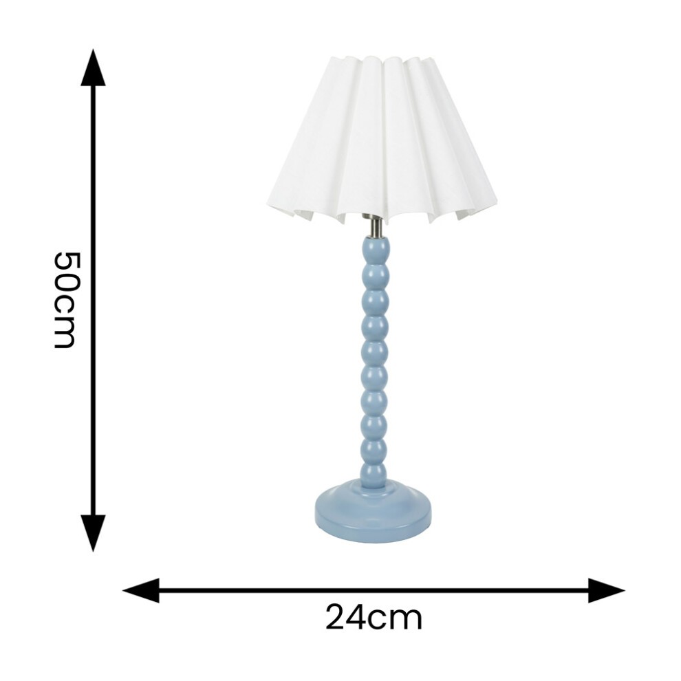 ValueLights Bobbins White Scallop Tapered Shade Powder Blue LED Table Lamp - image 3