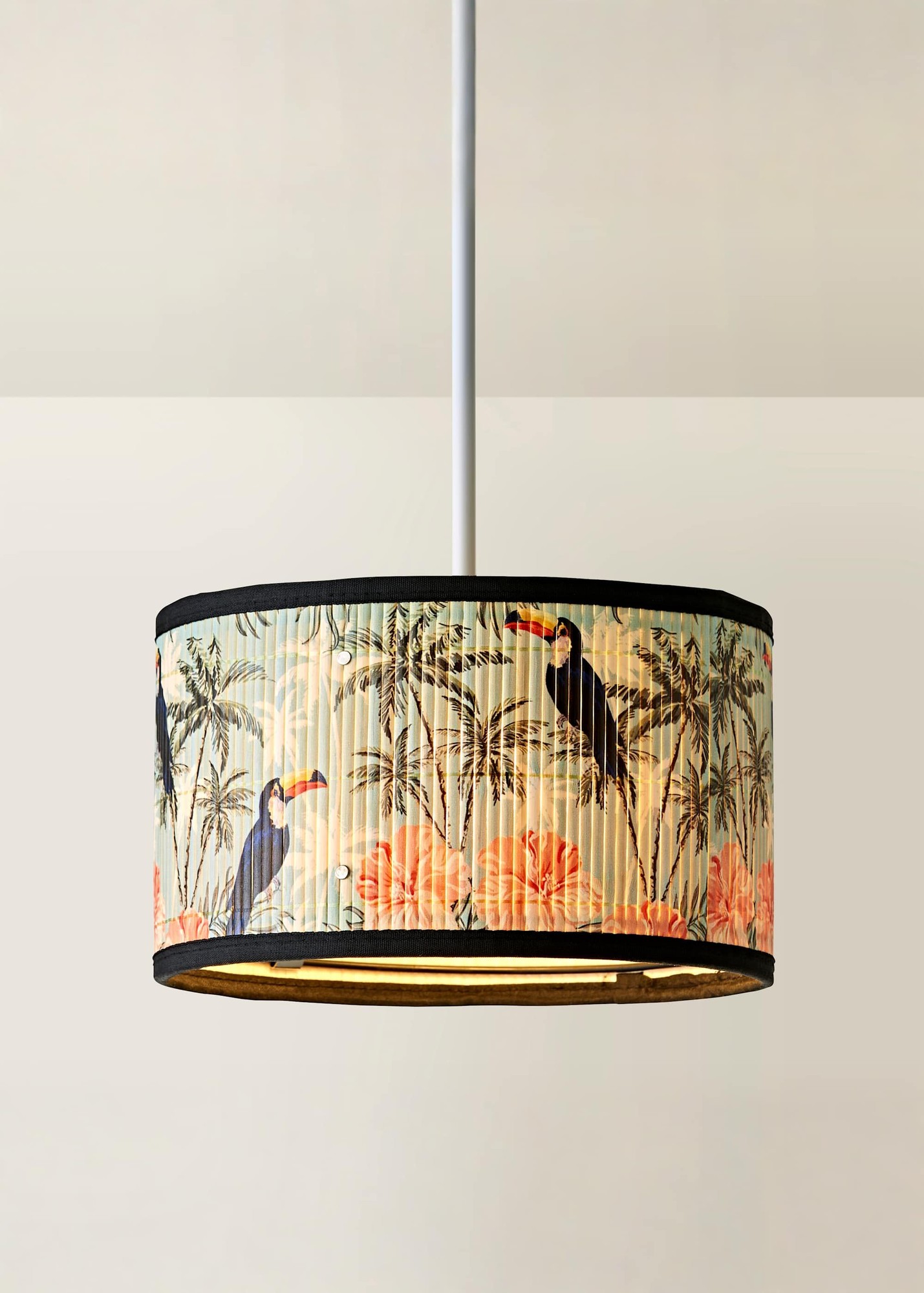 ValueLights Daintree Pastel Jungle Bamboo Drum Medium Ceiling Lamp Shade - image 3