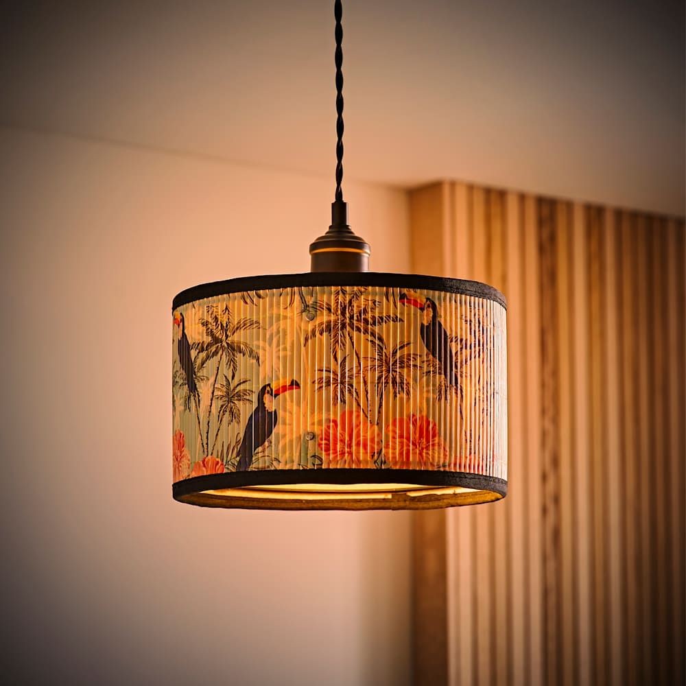 ValueLights Daintree Pastel Jungle Bamboo Drum Medium Ceiling Lamp Shade - image 4