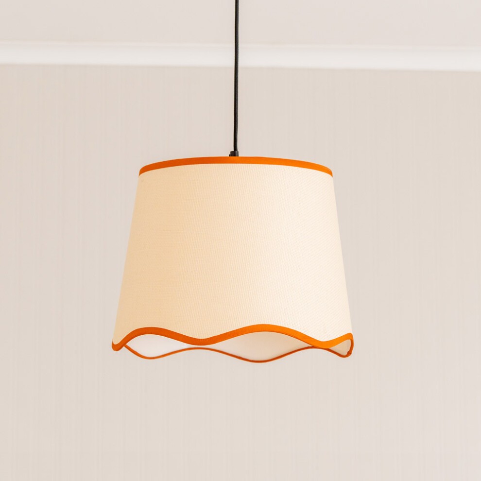 ValueLights Dutton Natural Scallop Edge Large Lamp Shade with Rust Trim - image 2