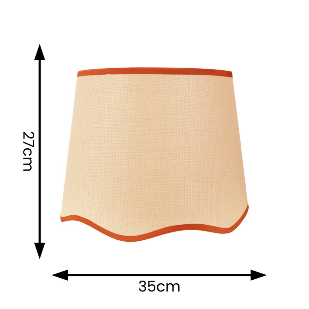ValueLights Dutton Natural Scallop Edge Large Lamp Shade with Rust Trim - image 3
