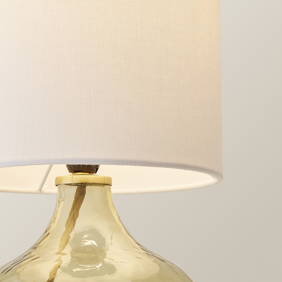 ValueLights Emily Natural Linen Drum Shade Dark Green LED Teardrop Table Lamp - image 3