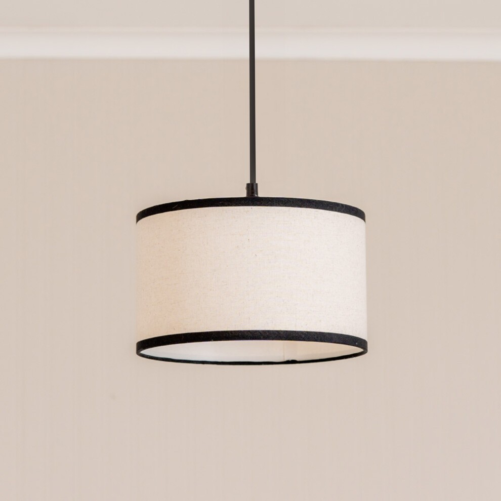 ValueLights Eva Natural Linen Small Drum Lamp Shade with Black Trim - image 2