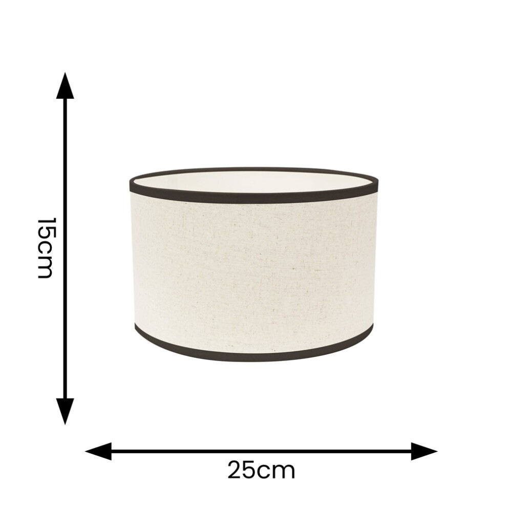ValueLights Eva Natural Linen Small Drum Lamp Shade with Black Trim - image 3