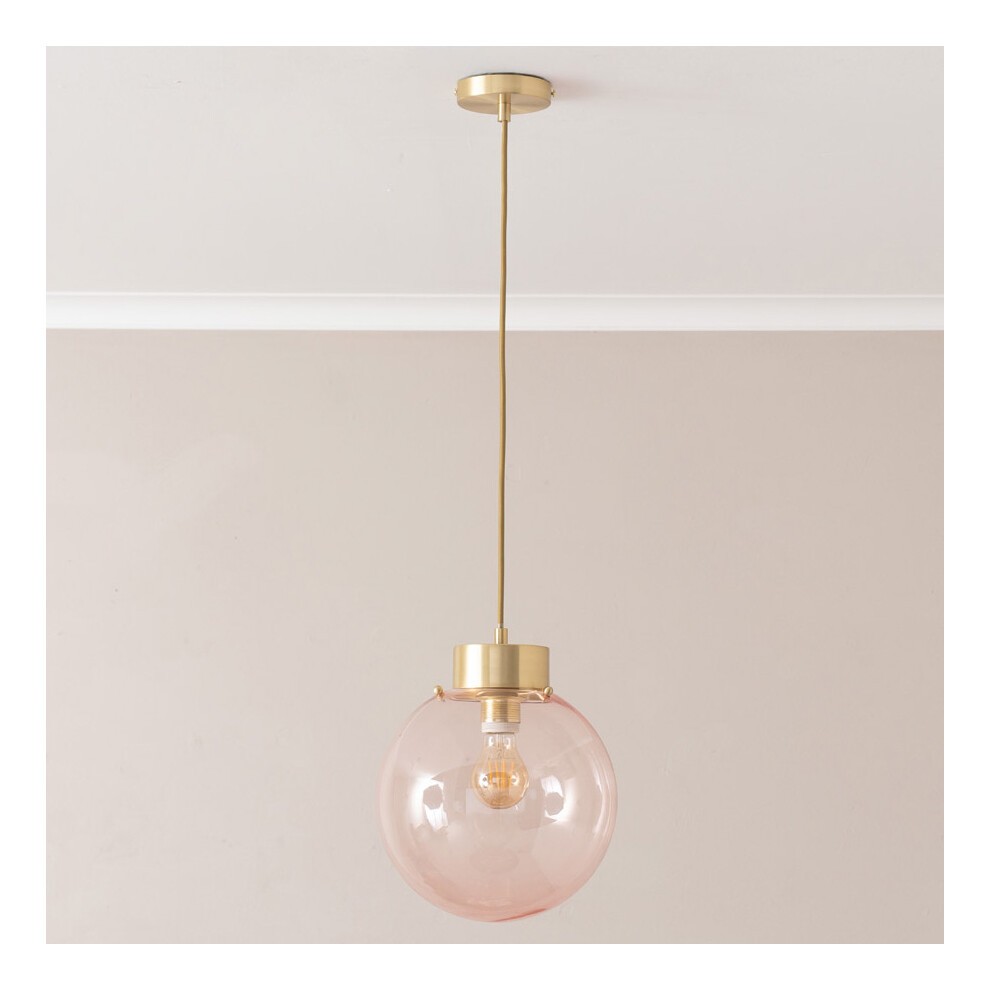 ValueLights Frenchie Pink and Brushed Gold Globe Ceiling Pendant Light - image 2