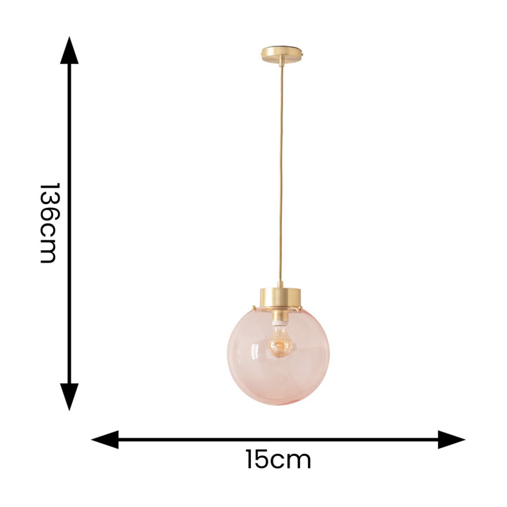 ValueLights Frenchie Pink and Brushed Gold Globe Ceiling Pendant Light - image 3