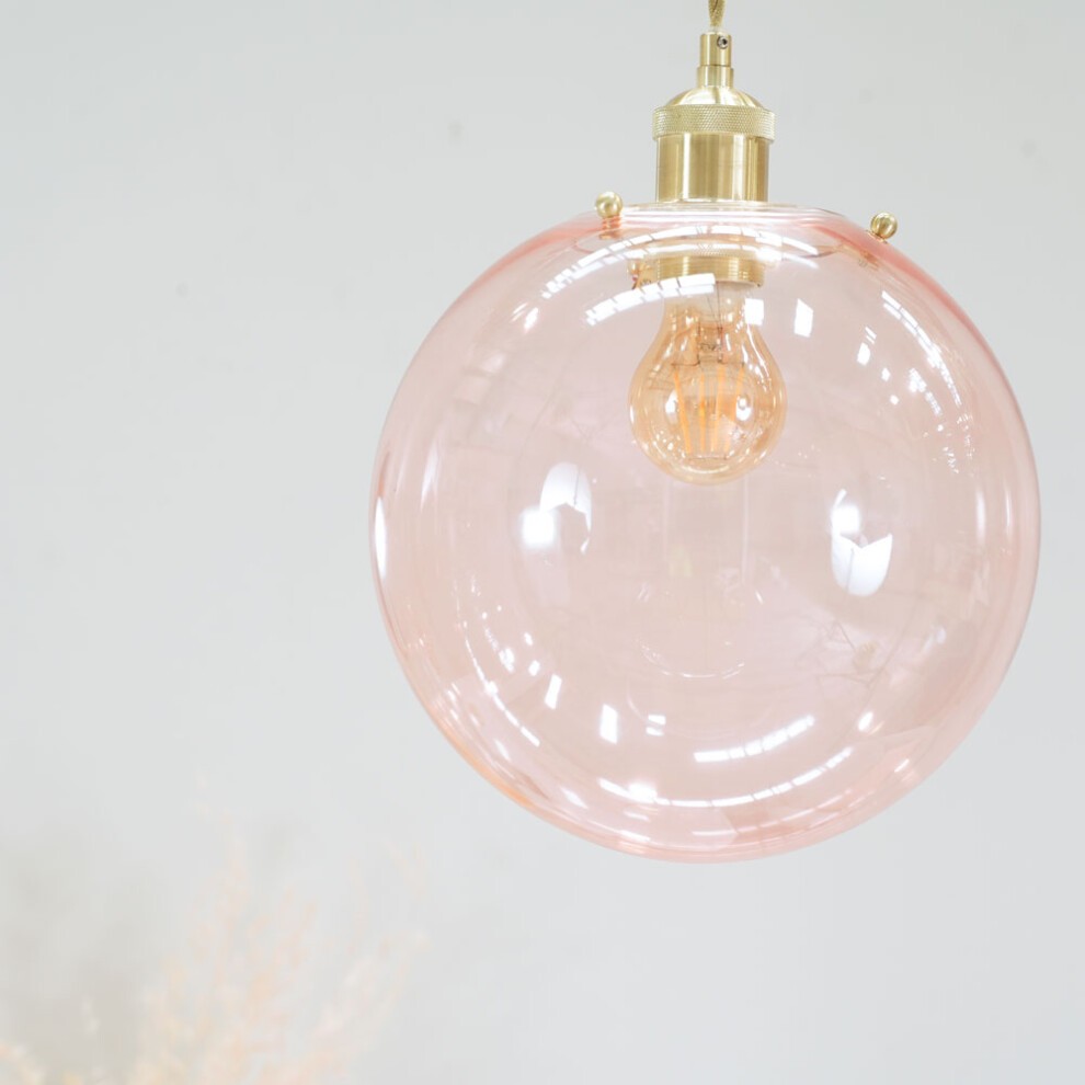 ValueLights Frenchie Pink Tinted Globe Gold Case Pendant Shade - image 2