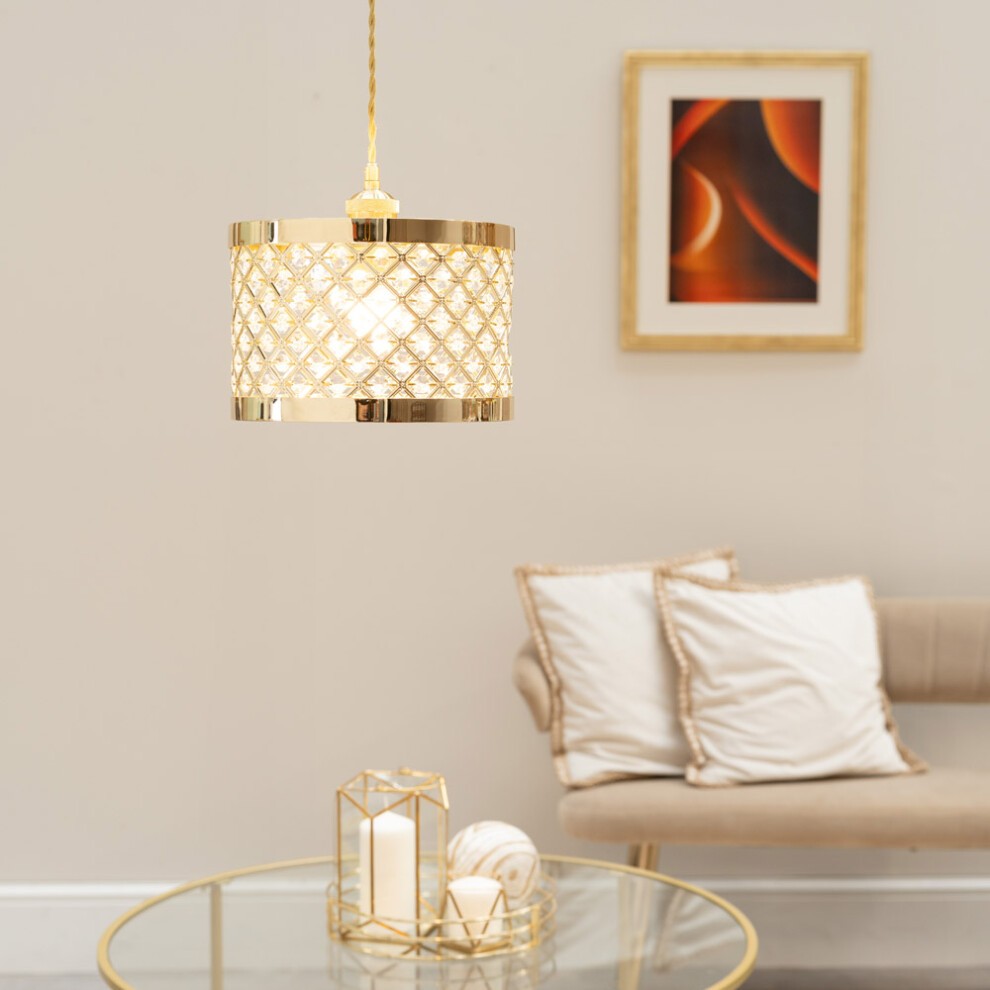ValueLights Hadley Gold Jewel Light Drum Lamp Shade - image 2