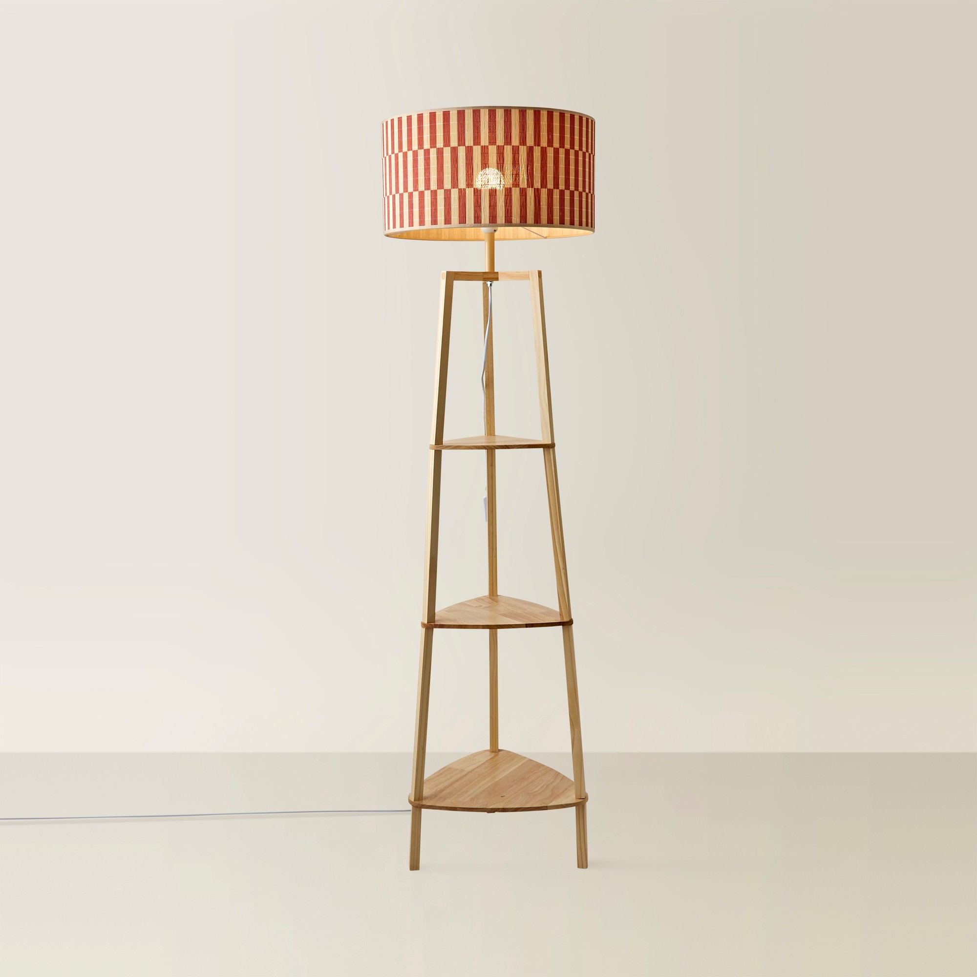 ValueLights Hiru Shelf Tripod Floor Lamp with Orange Bamboo Shade and Bulb - image 4