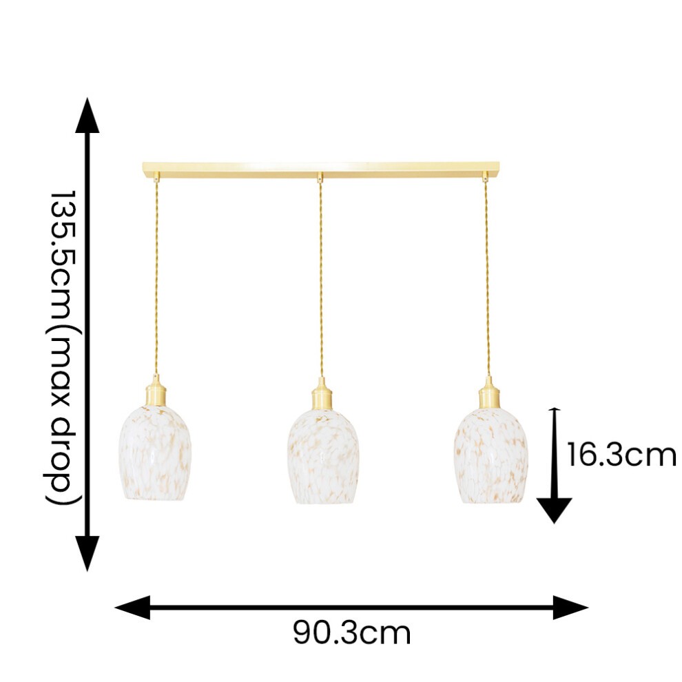 ValueLights India Confetti Gold Glass 3 Drop Bar Ceiling Pendant Light - image 3