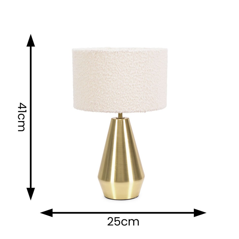 ValueLights Jax Cream Boucle Shade Antique Brass Touch LED Table Lamp - image 5