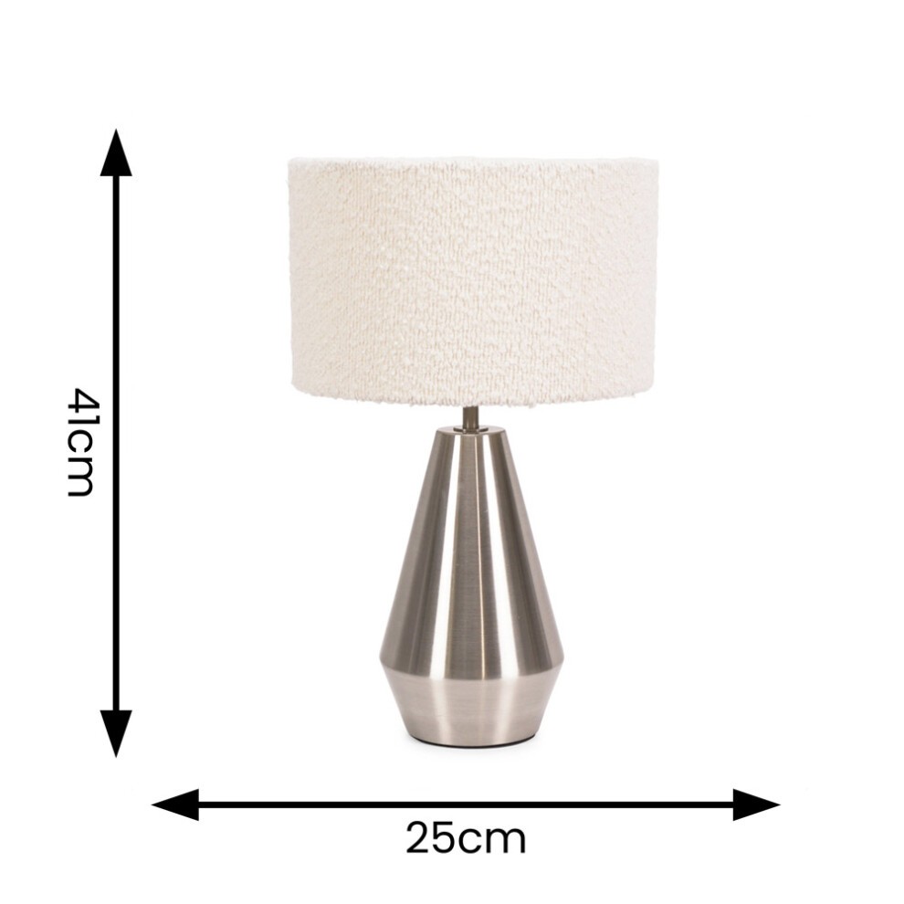 ValueLights Jax Cream Boucle Shade Brushed Chrome Touch LED Table Lamp - image 5