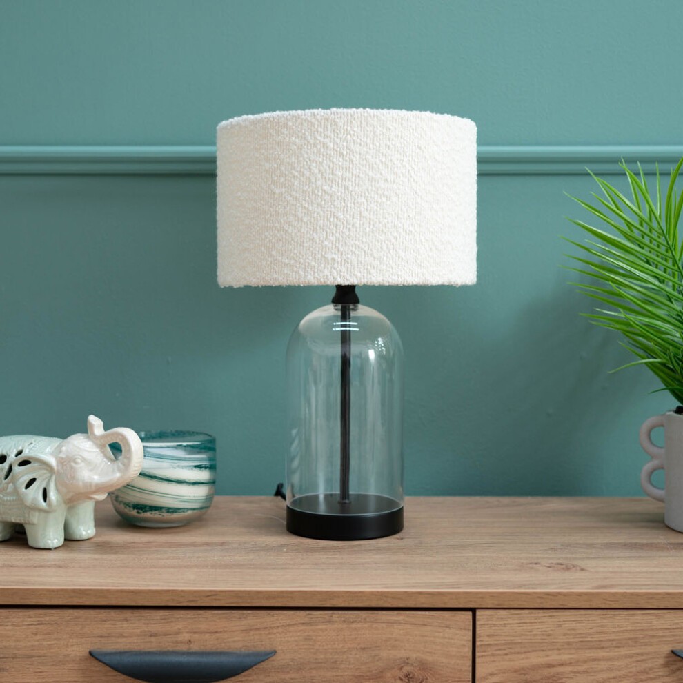 ValueLights Jessy Black and Cream Boucle Shade Glass LED Table Lamp - image 2