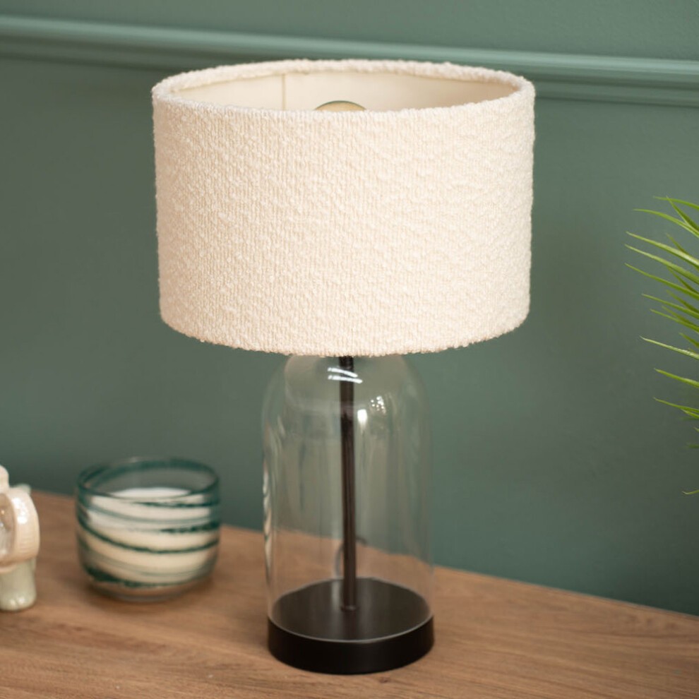 ValueLights Jessy Black and Cream Boucle Shade Glass LED Table Lamp - image 3